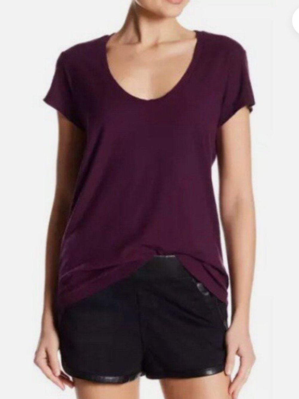 James Perse Scoopneck Cotton Short Sleeve Tee Tshirt Valencia Purple Sz 0 $95